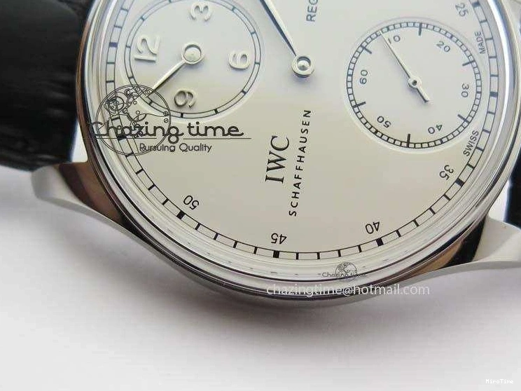 MIROTIME 0127 Effortless Portuguese IW544404 SS White Dial On Black Leather Strap A 7257